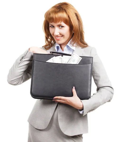 Mujer de negocios con maletín negro — Foto de Stock