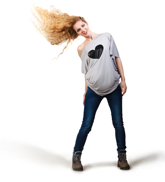 Woman with fluttering hair — Stock Photo, Image