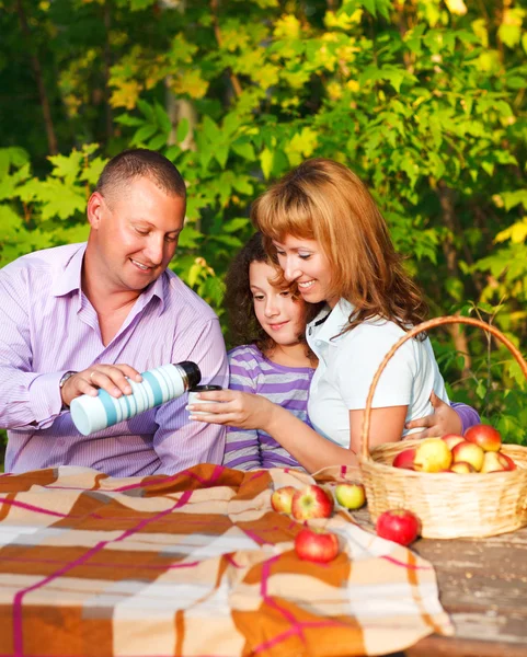 Joyeux jeune famille avec fille — Photo