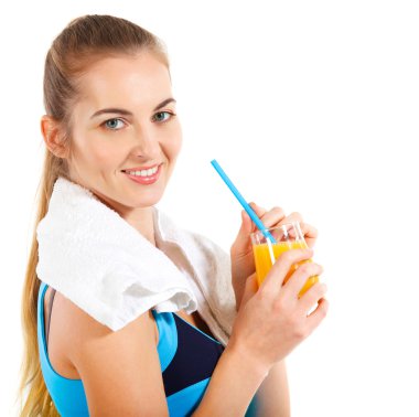 portakal suyu ile çekici sportif kadın