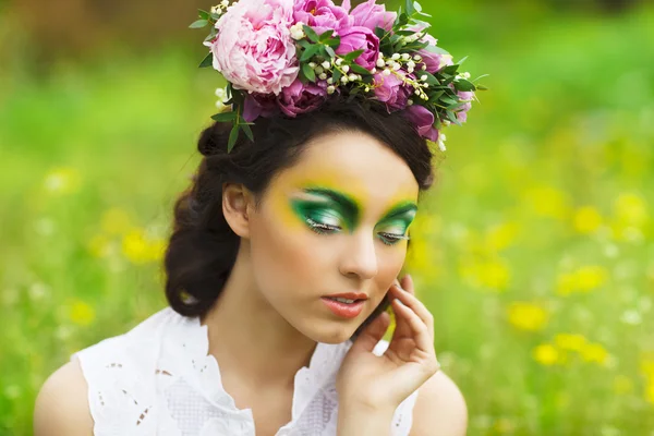 Portrait of a young girl with creative spring make up Royalty Free Stock Photos