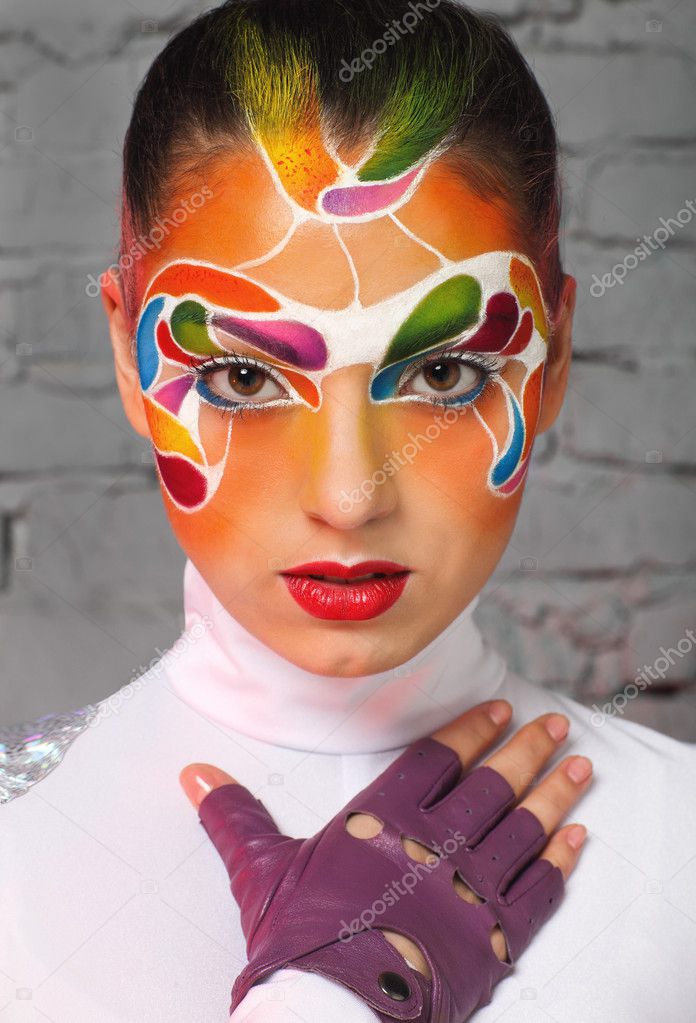 Portrait of a model with bright creative make up