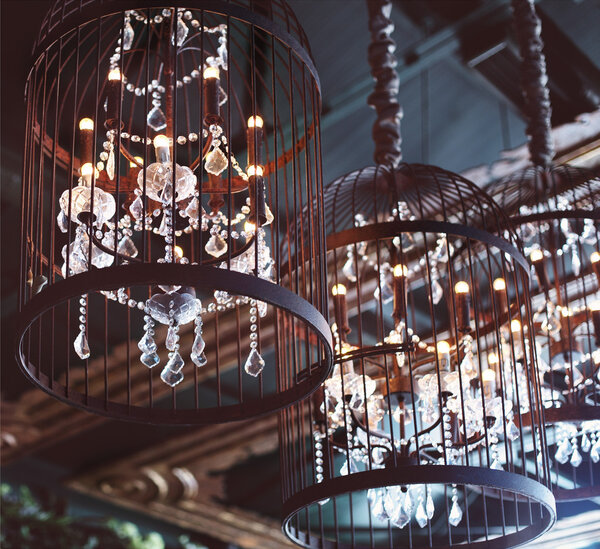 Chrystal chandeliers close-up