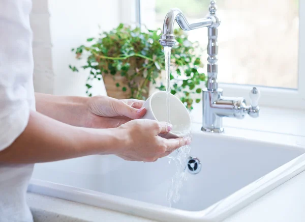 Kadın çamaşır çanak lavabo içinde — Stok fotoğraf