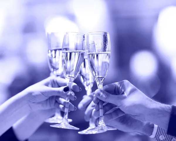 Celebration People Holding Glasses Champagne Making Toast Champage Blurred Very — Stock Photo, Image