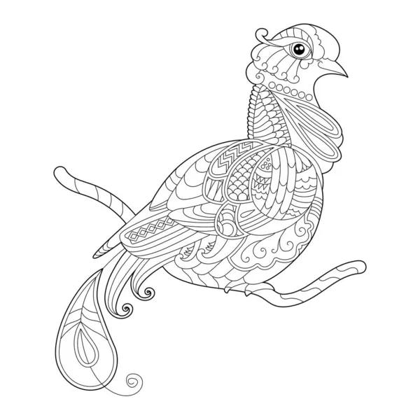 Lindo Pájaro Hermoso Estilo Doodle Fondo Blanco Negro Pájaro Gracioso — Vector de stock