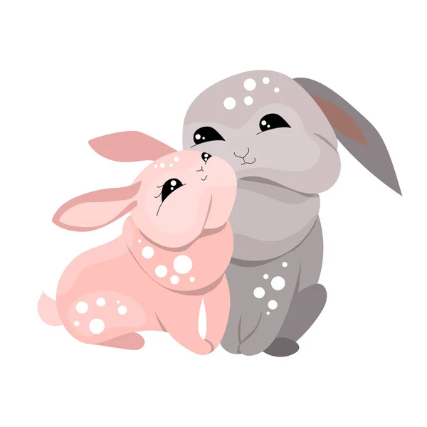 Cute Animals Rabbits Festive Illustration Two Loving Rabbits Funny Characters — Stock vektor