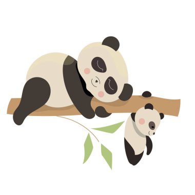 Tatlı karakter uyuyan panda. Komik hayvan. Nesne beyaz arkaplanda izole edildi.