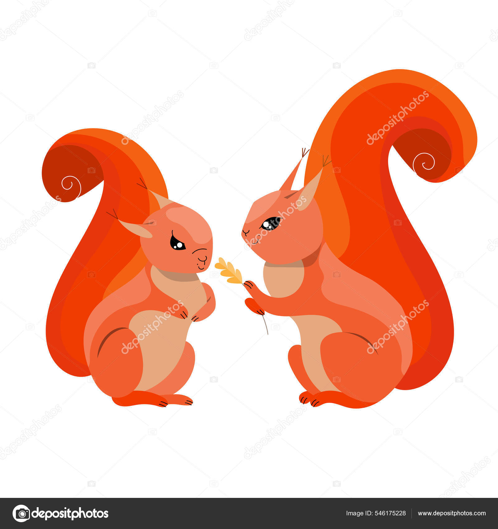 Cute Characters Squirrels Funny Animals Forest Object Isolated White  Background Stock Vector Image by ©nurrka #546175228