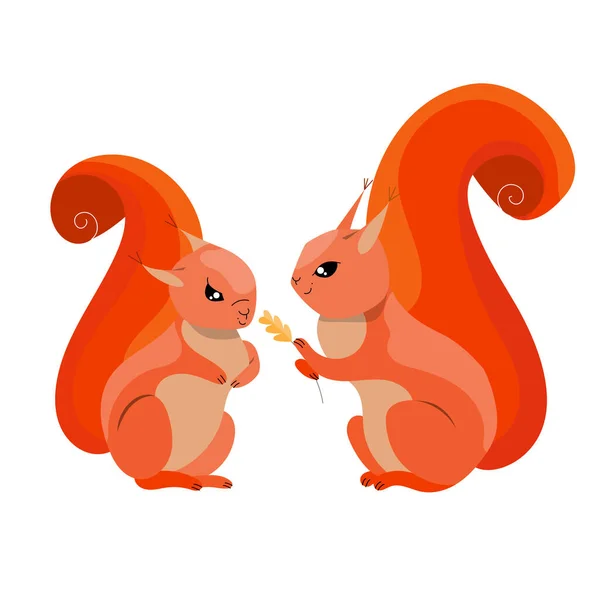 Cute Characters Squirrels Funny Animals Forest Object Isolated White Background Royalty Free Stock Vectors