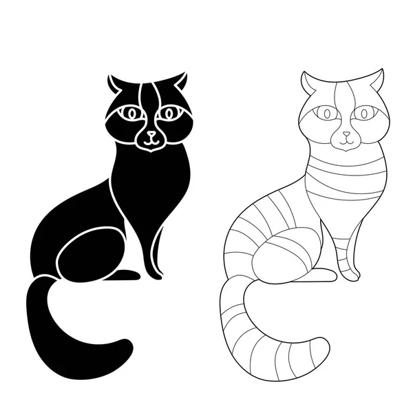 Милый Смешной Кот Милый Котенок Черное Белое Ручная Иллюстрация Стиле — стоковый вектор