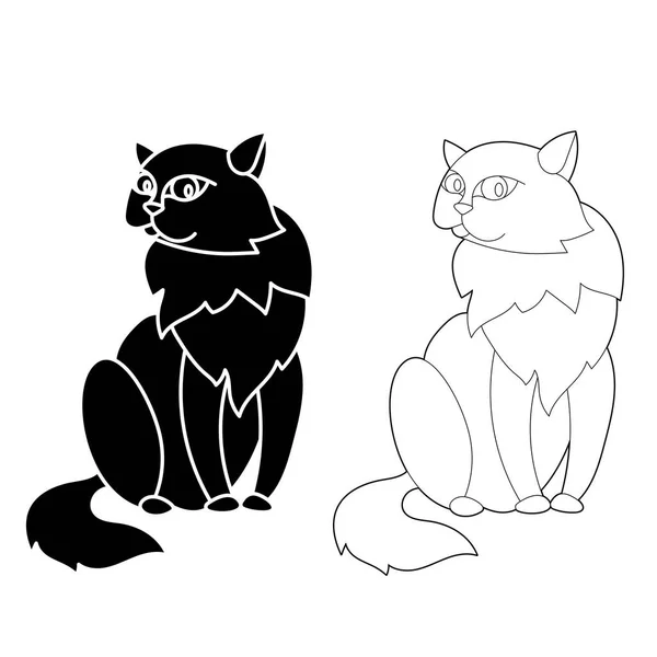 Lindo Gato Animal Divertido Lindo Gatito Blanco Negro Ilustración Dibujada — Vector de stock