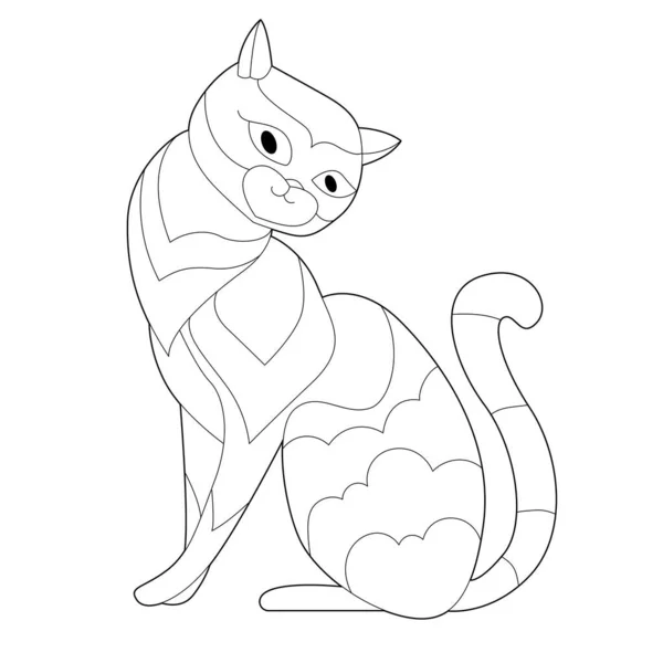 Lindo Gato Animal Divertido Lindo Gatito Blanco Negro Ilustración Dibujada — Vector de stock