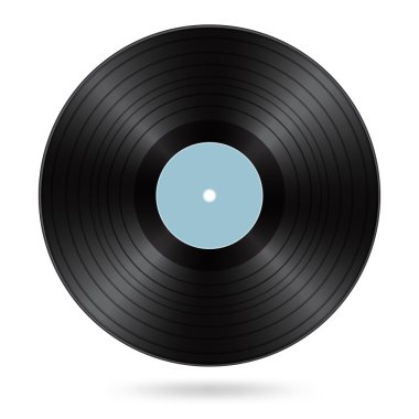 Camgöbeği boş etiket ile siyah vinil disk