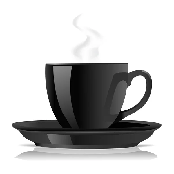 Beyaz üstüne siyah kahve fincanı — Stok Vektör