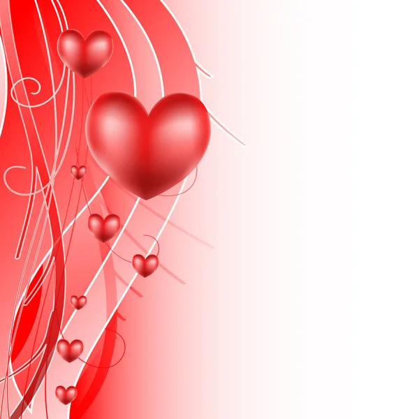 Älska bakgrund med röda hjärtan — Stock vektor