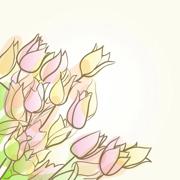 Fondo abstracto floral con tulipanes — Vector de stock