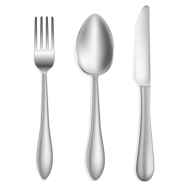 刀、 汤匙和叉子上白 — 图库矢量图片