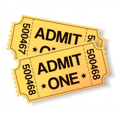 pair of yellow cinema tickets