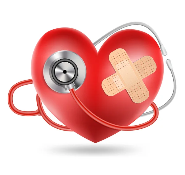 Stethoskop und Herzform — Stockvektor