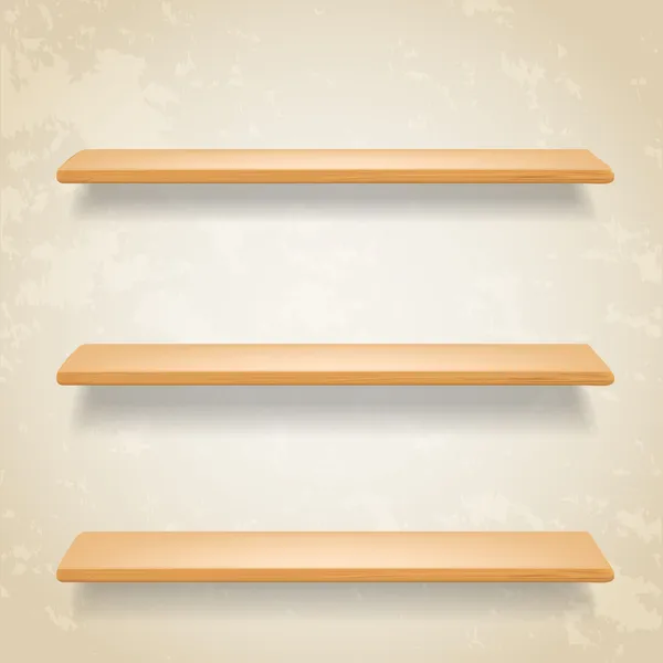 grunge zemin üzerine ahşap raflar