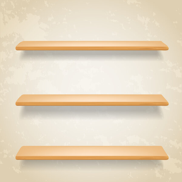 деревянные полки на фоне гранжа
