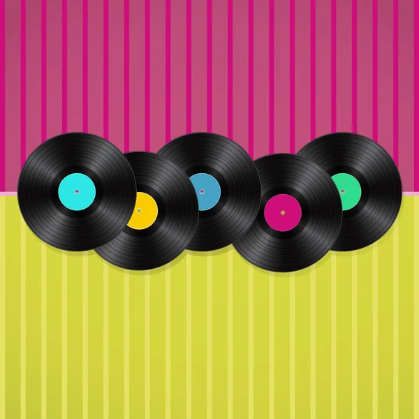 Fond rétro musical avec vinyles — Image vectorielle