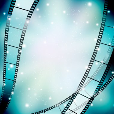 Film şeridi ve yıldızlar arka plan