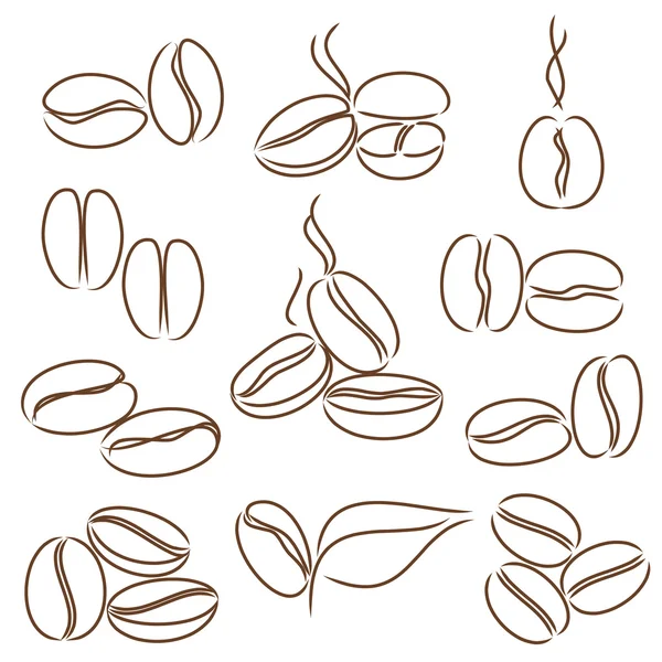 コーヒーのシンボルとしてコーヒー豆線 — ストックベクタ