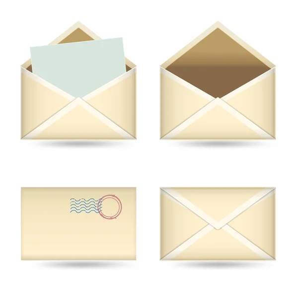 Set of vintage envelopes on white — Stock Vector
