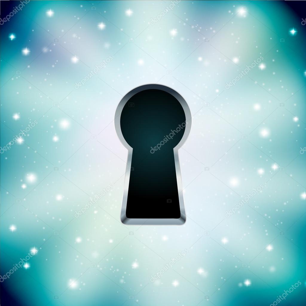 concept of key hole on starry background