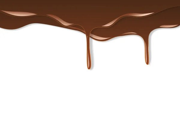 Chocolat fondu dégoulinant sur fond blanc — Image vectorielle