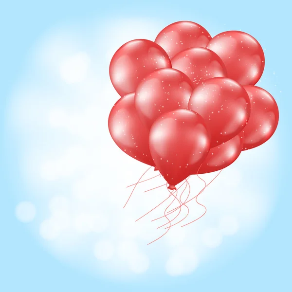 Heart balloons flying on light blue — Stock Vector