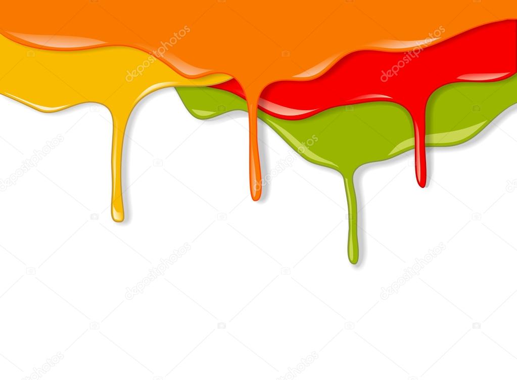Blob Of Dripping Orange Paint On White Background Stock Photo