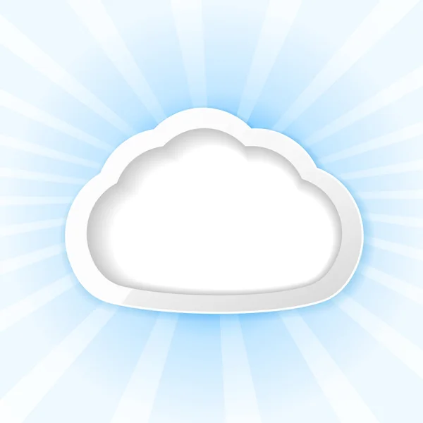 Σύννεφο ως πλαίσιο σε ακτίνες φόντο — Διανυσματικό Αρχείο