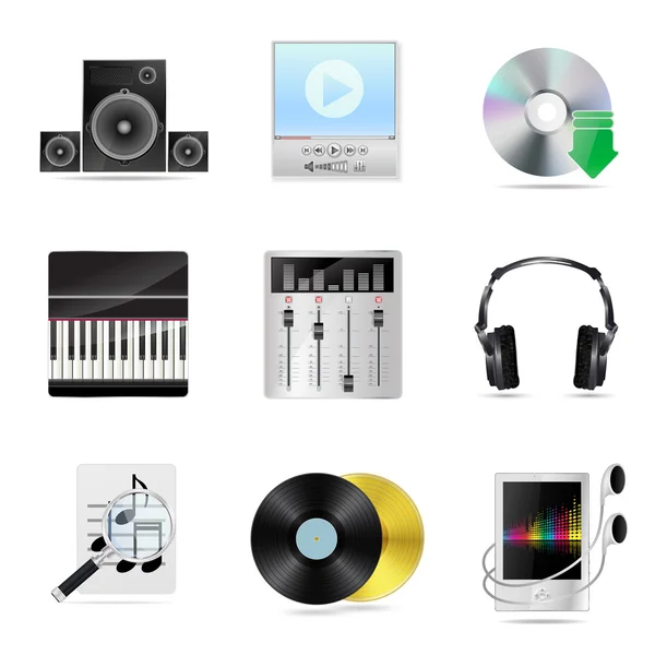 Set of detailed musical icons — Stock Vector