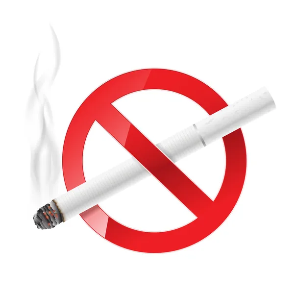 Não fumar sinal com cigarro branco —  Vetores de Stock