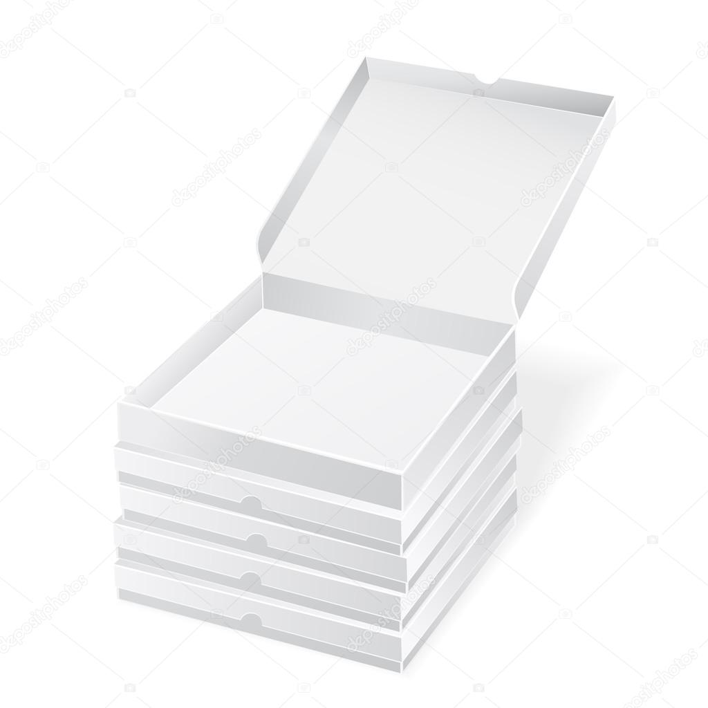 pizza boxes on white background