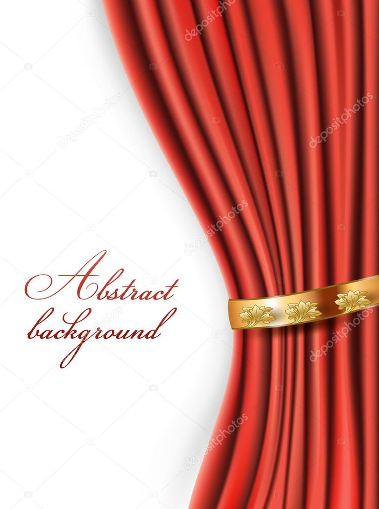 red satin curtains with gold background