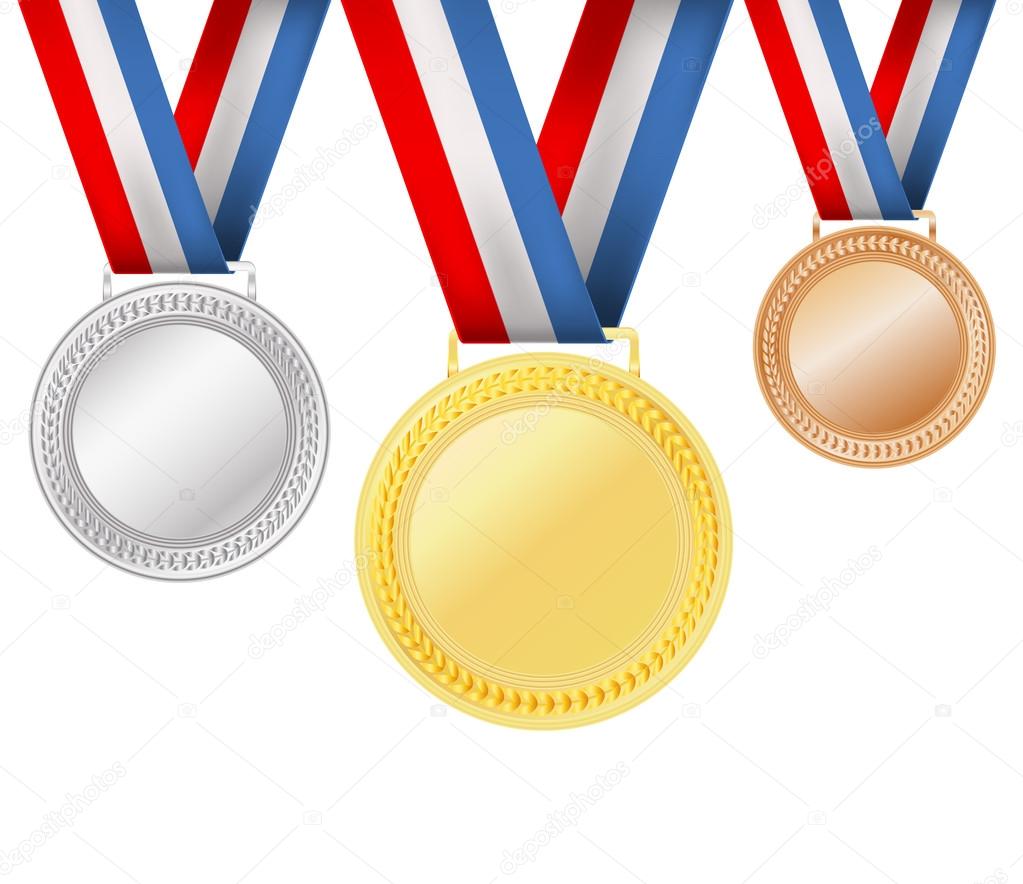 set of medals on white
