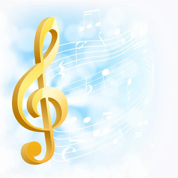 Fondo musical con clave dorada y notas — Vector de stock