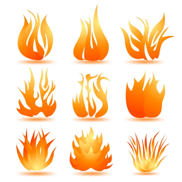 Uppsättning symboler av eld — Stock vektor