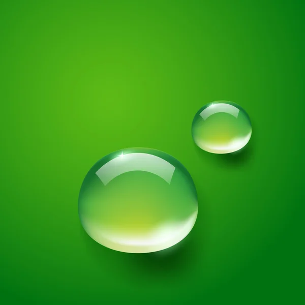 Gotas de agua en verde — Vector de stock