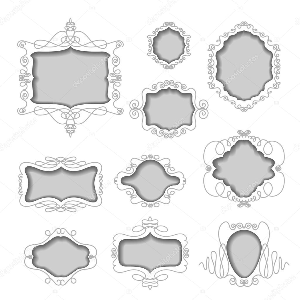 set of frames cut out from white background