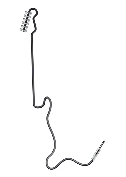 Jack aansluitingen met kabel gevormd in gitaar vorm — Stockvector