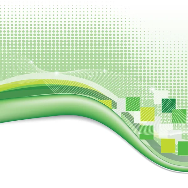 Fond vert avec demi-tons et carrés — Image vectorielle