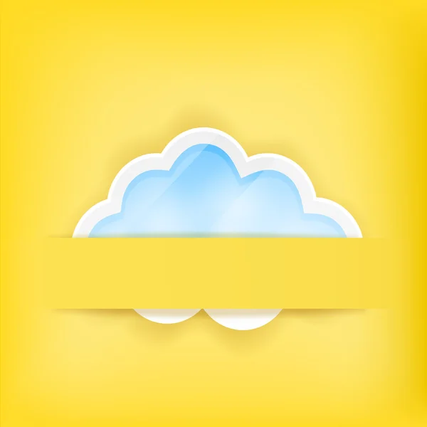 Fondo amarillo con nube — Vector de stock