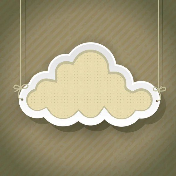 雲のビンテージ背景とレトロな標識 — ストックベクタ