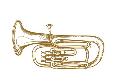 hand drawn baritone horn clipart