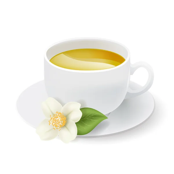 Realistyczne białe filiżanka herbaty ziołowe — Wektor stockowy